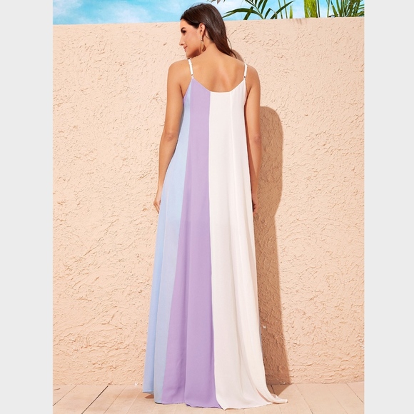 Pastel Color Block A-line Maxi Cami Dress - Picture 3 of 8